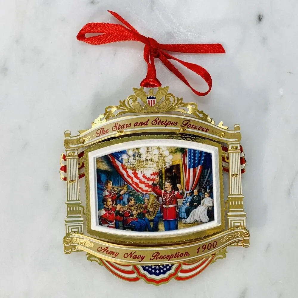 The White House 2010 Christmas Ornament Historical Assoc McKinley Army Navy EUC